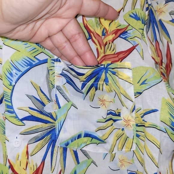ONIA Lightweight 100% Cotton Hawaiian Floral Print Short Sleeve Shirt Size S - Picture 7 of 12